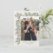 Winter Greenery Ivory Foto: Petite Feestdagenkaart (Staand voorkant)