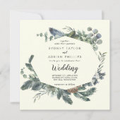 Winter Greenery | Ivory Informal Wedding Kaart (Voorkant)