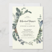 Winter Greenery | Ivory Rehearsal Dinner Kaart (Voorkant)