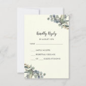 Winter Greenery | Ivory Simple Wedding RSVP-kaart RSVP Kaartje (Voorkant)