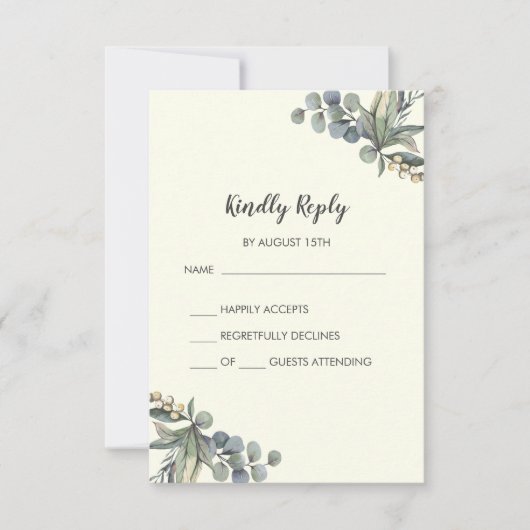 Winter Greenery | Ivory Simple Wedding RSVP-kaart RSVP Kaartje (Voorkant)