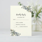 Winter Greenery | Ivory Simple Wedding RSVP-kaart RSVP Kaartje (Staand voorkant)