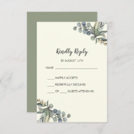 Winter Greenery | Ivory Simple Wedding RSVP-kaart RSVP Kaartje