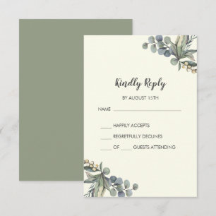 Winter Greenery   Ivory Simple Wedding RSVP-kaart RSVP Kaartje