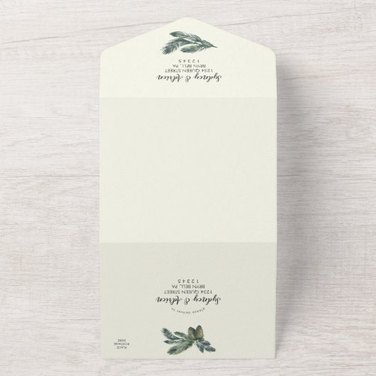 Winter Greenery | Ivory Wedding All In One Uitnodiging (Buitenkant)