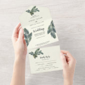 Winter Greenery | Ivory Wedding All In One Uitnodiging (Afscheurbaar)