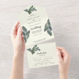 Winter Greenery | Ivory Wedding All In One Uitnodiging