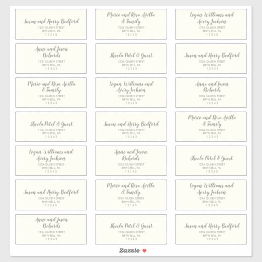 Winter Greenery|Ivory Wedding Guest Adresetiketten Sticker (Vel)