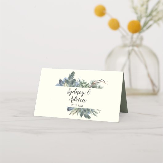 Winter Greenery | Ivory Wedding Place Card Plaatskaartje (Achterkant)