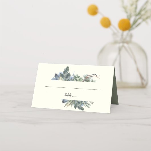 Winter Greenery | Ivory Wedding Place Card Plaatskaartje (Voorkant)