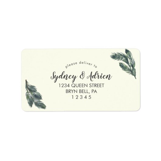 Winter Greenery | Ivory Wedding RSVP-adres Etiket (Voorkant)