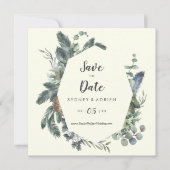 Winter Greenery | Ivory Wedding Save the Date (Voorkant)