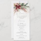 Winter Greenery Kerst Red Bow Wedding Programma (Voorkant)