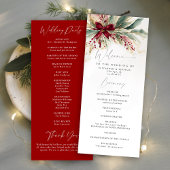 Winter Greenery Kerst Red Bow Wedding Programma