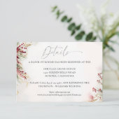 Winter Greenery Kerst Rood Trouwdetails Informatiekaartje (Staand voorkant)