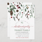 Winter Greenery kerstfeestdag uitnodiging (Voorkant / Achterkant)