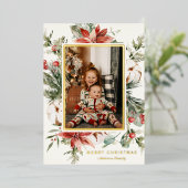 Winter Greenery kerstfoto Folie Feestdagenkaart (Staand Voorkant)