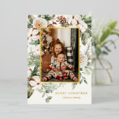 Winter Greenery kerstfoto Folie Feestdagenkaart (Staand Voorkant)