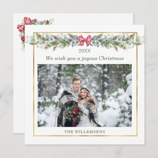 Winter Greenery kerstfotofeestkaart (Voorkant / Achterkant)