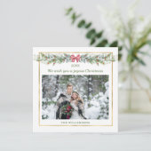 Winter Greenery kerstfotofeestkaart (Staand voorkant)