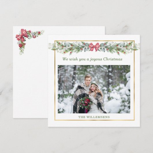 Winter Greenery kerstfotofeestkaart (Voorkant / Achterkant)