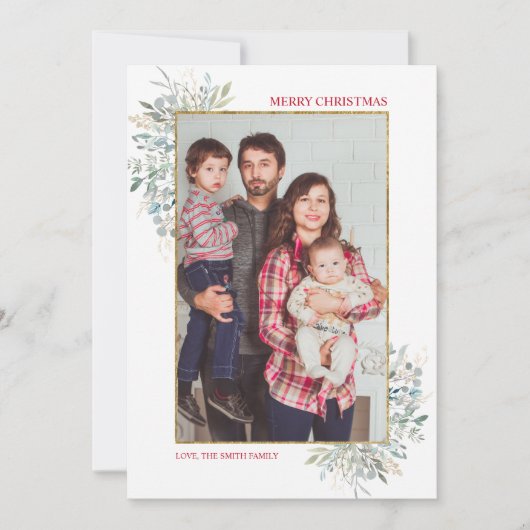 Winter Greenery kerstfotofeestkaart Feestdagenkaart (Voorkant)