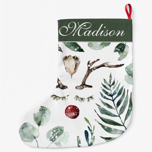 Winter Greenery-kerstrenier | Monogram Grote Kerstsok (Achterkant)