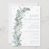 Winter Greenery Krans Genderneutraal Baby shower Kaart (Voorkant)