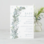 Winter Greenery Krans Genderneutraal Baby shower Kaart (Staand voorkant)