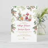 Winter Greenery Krans Mistletoe Kerstbruiloft Kaart (Staand voorkant)