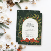 Winter Greenery Krans Red Bow Green Vrijgezellenfe Kaart