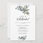 Winter Greenery Let's Celebrate Party Invitation Kaart (Voorkant)