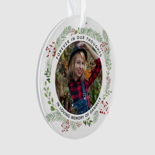 Winter greenery Memorial Fotoversiering Ornament (voorkant)
