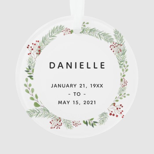 Winter greenery Memorial Fotoversiering Ornament (achterkant)