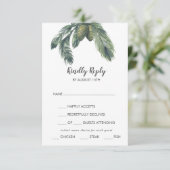 Winter Greenery Menu Choice Wedding RSVP Card (Staand voorkant)