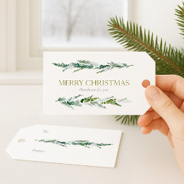 Winter Greenery “Merry Christmas” Cadeaulabel