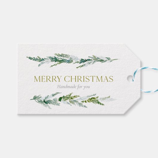 Winter Greenery “Merry Christmas” Cadeaulabel (Voorkant (Horizontaal))