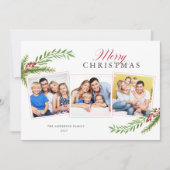 Winter Greenery minimal 3 Foto Merry Kerstmis Feestdagenkaart (Voorkant)