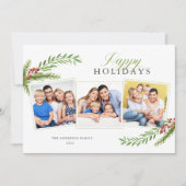 Winter Greenery Minimal 3 Foto Prettige feestdagen Feestdagenkaart (Voorkant)