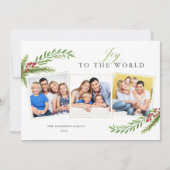 Winter Greenery minimal 3 Foto's aan de wereld Feestdagenkaart (Voorkant)