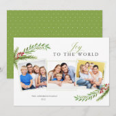 Winter Greenery minimal 3 Foto's aan de wereld Feestdagenkaart (Voorkant / Achterkant)