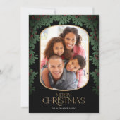 Winter Greenery Mistletoe 3 Foto's Kerstmis Feestdagenkaart (Voorkant)