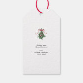 Winter Greenery Mistletoe Afgeronde Foto Kerstmis Cadeaulabel (Achterkant)