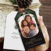 Winter Greenery Mistletoe Afgeronde Foto Kerstmis Cadeaulabel