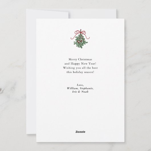 Winter Greenery Mistletoe Afgeronde Foto Kerstmis Feestdagenkaart (Achterkant)