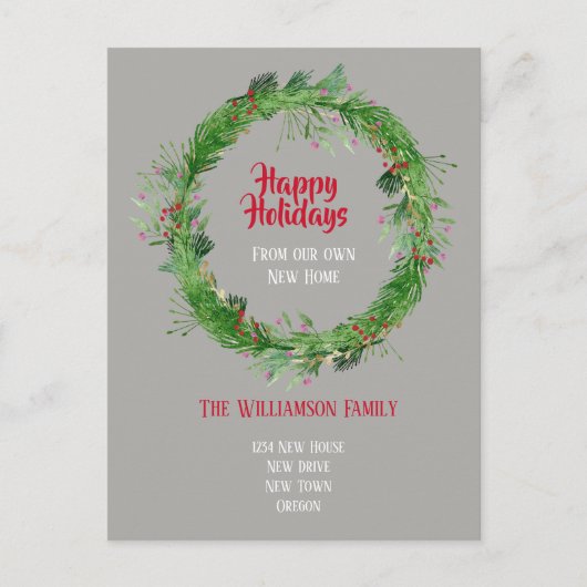 Winter Greenery New Home Prettige feestdagen Briefkaart (Voorkant)