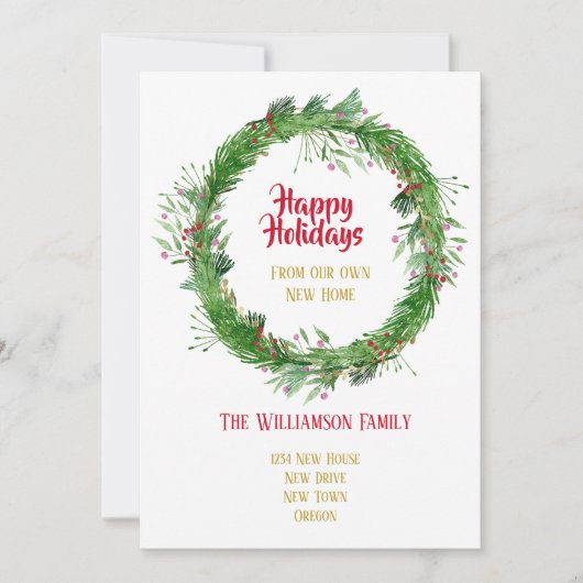 Winter Greenery New Home Prettige feestdagen Feestdagenkaart (Voorkant)