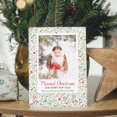 Winter Greenery Pattern Merriest Kerstfoto Feestdagenkaart