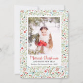 Winter Greenery Pattern Merriest Kerstfoto Feestdagenkaart (Voorkant)