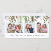 Winter Greenery Photo Collage Feestdagenkaart (Voorkant)